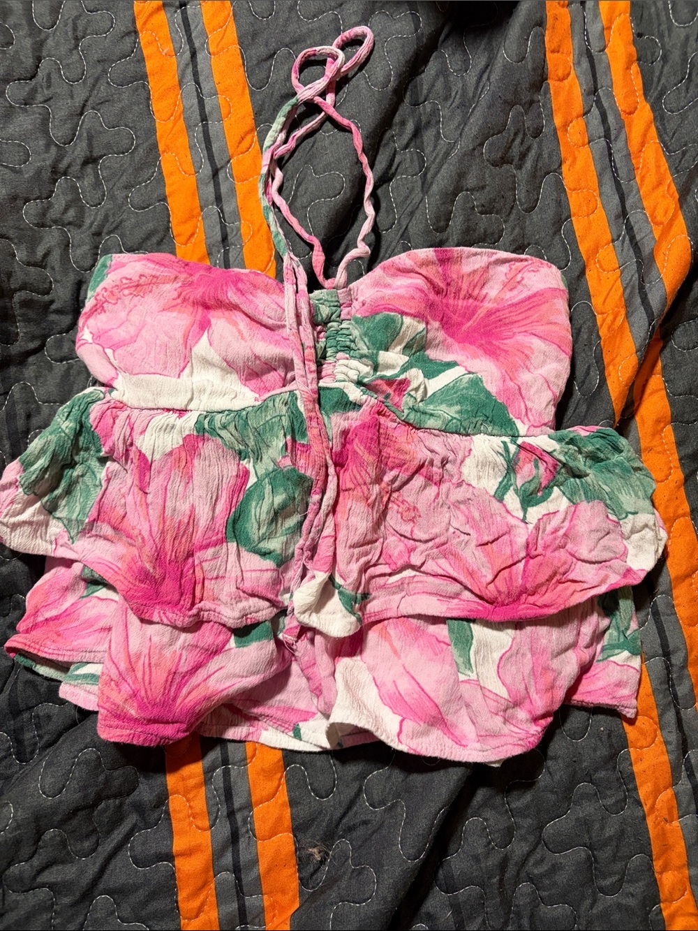 Floral Pink Tiered halter top